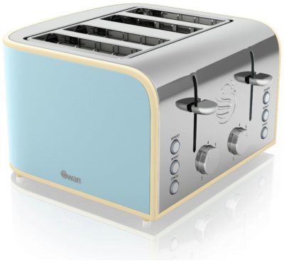 Swan - Toaster - Retro - 4 Slice - Blue.